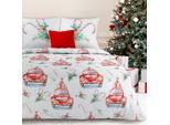 Biancheria Da Letto Natalizia In Microfibra Xmas Cars 1X 220X200 Cm, 2X Copertina 70X80 Cm Biancheria Francese Mybesthome