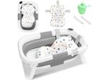 Jopassy Vasca Da Bagno Per Bambini 60,5X43X20,5Cmvasca Pieghevole Per Bambini Grigio Pp+Pte Vasca Da Bagno Per Bambini Con Pedana Antiscivolo Vasca Per Bambini (Con Cuscino Di Seduta)
