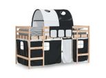 Vidaxl Letto A Soppalco Per Bambini Con Tunnel Bianco E Nero 80X200 Cm In Legno Di Pino