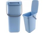 Cestino Kadax Con Coperchio E Maniglia, Cestino In Plastica, Cestino Per La Raccolta Differenziata (Blu, 12L)