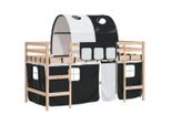 Vidaxl Letto A Soppalco Per Bambini Con Tunnel Bianco E Nero 90X190 Cm In Legno Di Pino