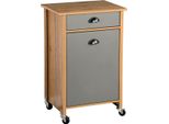 Carrello Da Cucina Kesper In Rovere, Grigio - 2 Cestini Per Rifiuti (15 L Ciascuno) - 50X37X79Cm - - Mobiletto Da Cucina Con Cassetto E 4 Rotelle, Bloccabile - 2552813