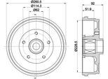 Hella 8DT 355 303-401 - Oe 432000022R Tamburo Del Freno Con Mozzo Ruota Per Duster