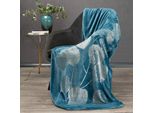 Eurofirany Coperta Soggiorno Coperta Divano Flano GINKO2 150X200 Cm Blu