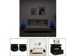 The Living Store Comodini Con Luci Led 2 Pezzi Nero 40X39X48,5 Cm