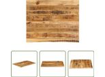 The Living Store Piano Del Tavolo 90X80X2,5 Cm Bordo Albero In Legno Massiccio Rough Mango Wood
