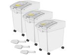 Contenitori Per Farina E Riso - Capacità 15 Kg - Set Di 3 Scatole Per La Conservazione - Scatole Da Cucina - 25X35,5X43 Cm - Scatole Per La Conservazione Di Cereali E Prodotti Secchi - Bianco