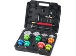 Set Di Tester Per La Pressione Del Liquido Di Raffreddamento Del Radiatore - 14 Pezzi - Dispositivo Di Spremitura, Tester Di Spremitura - Dispositivo Di Riempimento Del Liquido Di Raffreddamento - Dispositivo Di Spurgo Del Radiatore - Tester Del Sistema Di Raffreddamento Con Termometro - 4 Adattatori In Metallo E 8 Tappi Di Prova
