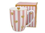Tazza Da Caffè Duo Rosa Con Cuori In Porcellana, Mug, Tazza Da Tè, Tazza Da Caffè Con Manico 360 Ml