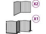 Vidaxl Cancelletto Per Cani A 8 Pezzi Con Porta Pieghevole Nero 640 Cm In Legno Di Pioppo