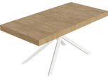 Tavolo Allungabile 180/440X90 Cm Niket Quercia Natura Gambe Bianche