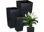 Set Di 3 Vasi Da Fiori Prosperplast | Urbi Square | Antracite | 14 Cm, 17 Cm, 20 Cm