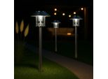 Set Di 3 Lampade Solari Da Giardino Melitec Led, Luce Solare Da Esterno, Illuminazione Da Esterno, Illuminazione Solare Di Sentieri Fino A 8 Ore, In Acciaio Inox, SO26