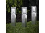 Set Di 3 Luci Solari Da Giardino Melitec SO27, Acciaio Inox Spazzolato Opaco, Lampada Solare Da Esterno A Led, Lampada Da Giardino, Altezza 34 Cm, Durata Della Luce Fino A 8 Ore