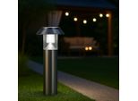 Melitec Luce Solare Da Giardino SO06-1, Luce Solare Da Giardino A Led Rotonda, Acciaio Inox Spazzolato Opaco, Lampada Solare Da Esterno In Posizione Verticale, Durata Luce 8H, Altezza 31 Cm