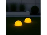 Set Di 2 Luci Solari Melitec - Illuminazione Colorata A Terra Per Giardino, Balcone E Terrazza - Luce Solare A Terra Con Cambio Di Colore Fino A 8 Ore Di Durata Della Luce - Batteria Ricaricabile Inclusa - Plastica - Rotonda, Piatta - LK18 : Forma A Semisfera: Emisfero