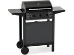 Barbecue A Gas Costway Con 3 Bruciatori, Carrello Per Barbecue Da 7 Kw Con Tavolini, Griglia, Termometro, Coperchio E Ruote, Barbecue Da Giardino Per Giardino