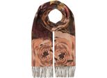 Fraas Sciarpa Cashmink Scarf With Romantic Floral Design Pale Peach Multicolore