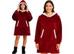 Ruhhy Hoodie Blanket Coperta Con Cappuccio Oversize Indossabile Con Cappuccio E Tasca A Canguro, Fodera In Sherpa, Calda E Morbida Taglia Unica Per Donna E Uomo Rosso 26145