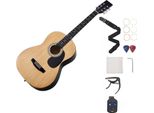 Succebuy Chitarra Acustica Dreadnought, 990,6 Mm, Set Con Gig Bag, Accordatore, Tracolla, Corde In Acciaio, Plettri, Capotasto, Tastiera In Palissandro, Adatta A Principianti E Adulti, Finitura Naturale