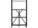 Succebuy Scaffale Pieghevole A 4 Livelli Con Rotelle, 33X66X117 Cm, Scaffale Pieghevole Per Carichi Pesanti, Scaffale In Piedi Senza Montaggio, Scaffale Versatile Per La Casa, La Cucina, Il Garage O La Cantina, Nero