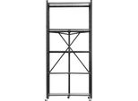 Succebuy Scaffale Pieghevole A 5 Livelli Con Rotelle, 36X81X183 Cm, Scaffale Pieghevole Per Carichi Pesanti, Scaffale In Piedi Senza Montaggio, Versatile Scaffale In Metallo Per Garage, Cucina E Cantina, Nero