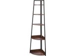 Succebuy Scaffale Angolare A 5 Livelli, Scaffale Salvaspazio Per Piante, Scaffale Di Stoccaggio Ed Esposizione Con Robusta Struttura In Metallo E Ripiani In Legno, Versatile Scaffale In Piedi Per Camera Da Letto, Soggiorno O Ufficio In Marrone