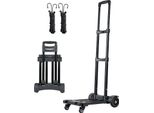 Succebuy Carrello Portasacchi Pieghevole, Portata 131,5 Kg, Carrello Da Trasporto Con 4 Ruote, 2 Cinghie Elastiche E Base Estensibile, Carrello A Mano Per Viaggi, Bagagli, Trasporto In Ufficio, Nero, 530X320X970 Mm