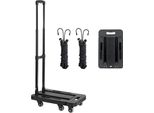 Succebuy Carrello Portasacchi Pieghevole, Capacità Di Carico 227 Kg, Carrello Da Trasporto Con 6 Ruote, 2 Cinghie Elastiche E Base Estensibile, Ideale Per Aeroporti, Bagagli, Traslochi In Ufficio, Nero, 560X305X1010 Mm