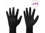 Vidaxl Guanti Da Lavoro 12 Pezzi Nero 10 / Xl Poliestere