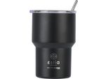 Estia | Tazza Sottovuoto - 400 Ml - Tazza Termica Nera - Con Cannuccia E Coperchio A Tenuta Stagna
