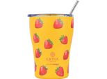 Estia | Tazza Sottovuoto - 350 Ml - Tazza Termica Con Motivo Di Fragole - Con Cannuccia E Coperchio A Prova Di Perdite