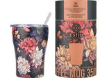 Estia | Tazza Sottovuoto - 350 Ml - Tazza Termica Con Motivo Floreale - Con Cannuccia