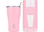 Estia | Thermo Mug - 350 Ml - Tazza Isolata Di Colore Rosa - Con Coperchio A Tenuta E Cannuccia