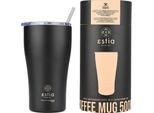 Estia | Thermo Mug - 350 Ml - Tazza Nera Sottovuoto - Con Cannuccia E Coperchio A Tenuta Stagna