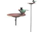 Exner | Vasca Per Uccelli Con Uccello Verde - Altezza 114 Cm - Resistente Alle Intemperie - Decorazione Da Giardino - Design Unico