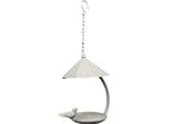 Exner | Vasca Per Uccelli Sospesa - 43 Cm - Beige - Con Tetto Protettivo E Uccello Decorativo - Elegante Decorazione Da Giardino