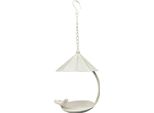 Exner | Vasca Per Uccelli Sospesa - Crema - Con Baldacchino E Uccellino Decorativo - Elegante Decorazione Da Giardino