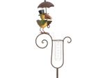 Exner | Pluviometro Con Uccello E Ombrello - Altezza 150 Cm - Decorazione Da Giardino - Umoristico E Pratico