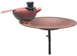 Exner | Birdbath - Uccello Con Cappello A Cilindro - Altezza 114 Cm - Metallo - Decorazione Umoristica Per Il Giardino - Resistente Alle Intemperie