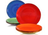 Set Di Stoviglie Dipinte A Mano, Aspetto Rustico, Multicolore, 12 Pezzi