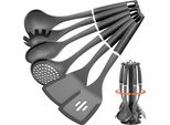 Set Di Utensili Da Cucina 6 Pz. In Silicone, 6 Pz. Utensili Da Cucina Per La Cucina, Nero