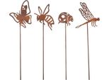 Esschert Design | Set Di Figure Da Giardino - 4 Pezzi - Marrone - Eleganti Insetti In Metallo - Resistente E Decorativo