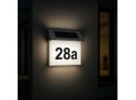 Melitec Numero Civico Solare SH01, Moderno Numero Civico Illuminato A Led, Per Esterni, Impermeabile, In Acciaio Inox, Numero Civico Solare Luminoso Senza Fili