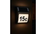 Melitec Numero Civico Solare SH08, Moderno Numero Civico Illuminato A Led, Per Esterni, Impermeabile, In Acciaio Inox, Numero Civico Solare Luminoso Senza Fili