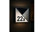 Melitec Numero Civico Solare SH07, Moderno Numero Civico Illuminato A Led, Per Esterni, Impermeabile, In Acciaio Inox, Numero Civico Solare Luminoso Senza Fili