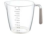 Okyanus | Brocca Per L'acqua - Caraffa Dosatrice 1L - Beige Scuro - Trasparente - Manico Antiscivolo - Misurazione Precisa