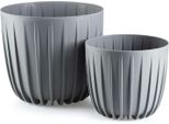 Howhomely | Set Di Fioriere - Stripped - Grigio - Design Moderno - Resistente Alle Intemperie E Ai Raggi Uv - Vasi Da Fiori