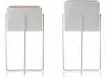 Howhomely | Fioriere - Mizu - 21 E 23 Cm - Bianco - Design Elegante - Metallo E Ceramica - Vasi Da Fiori