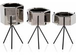 Howhomely | Set Di Fioriere - Sashi - 3 Dimensioni - Argento - Elegante Ceramica Con Supporto In Metallo - Vasi Da Fiori